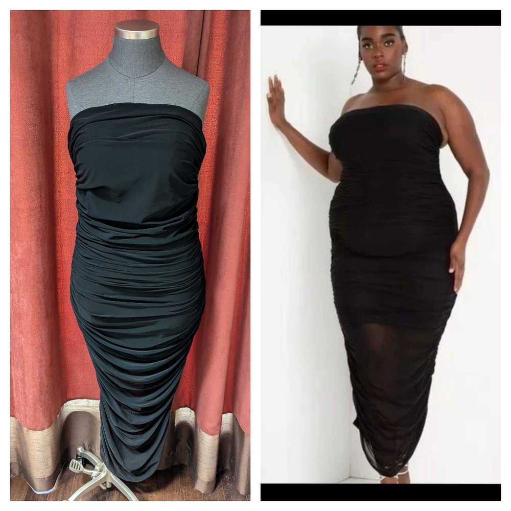 ➕Ruched Mesh Midi Dress➕